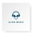 alien headset dj music podcast logo design vector image vector image