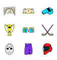 hockey competition icons set cartoon style vector image