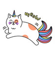 magic cat unicorn icon kid decorative character vector image