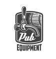 beer pub keg tapping equipment retro icon vector image vector image