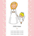 first communion card girl next to an angel vector image