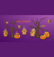 happy halloween cute cartoon 3d pumpkin ghost bat vector image vector image