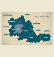 modern map - west midlands metropolitan county vector image