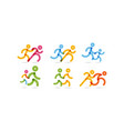 line running icons pair people simple vector image