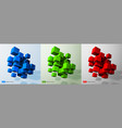3d cubes set blue green red cube collection vector image