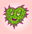cute green cannabis leaf heart vector image vector image