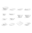 empty white plates set isolated vector image