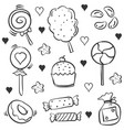 many various candy hand draw doodles vector image