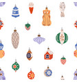 seamless christmas pattern with baubles in retro vector image vector image