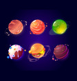 space with food planets burger and candy texture vector image