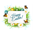 spring easter background easter eggs in grass vector image vector image