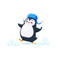 cartoon cute funny penguin throwing snowballs vector image