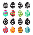 colorful and black and white easter eggs icons vector image vector image