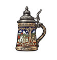 german stein beer mug with decorations in form vector image vector image