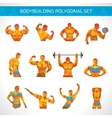 bodybuilding polygonal icons set vector image