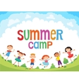 children are jumping on the glade bunner cartoon vector image vector image