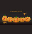 cute cartoon 3d halloween pumpkin with scary face vector image vector image