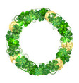 st patricks day card wreath with clover leaves vector image
