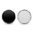 glass black and white shiny 3d buttons with metal vector image