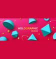 holographic background with 3d geometric shapes vector image