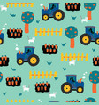 tractors seamless kids pattern tractor carrots vector image
