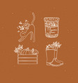 set village graphic icons boots mustard vector image vector image