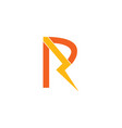 letter r thunder shape symbol logo vector image