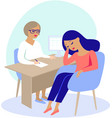 woman having consultation with doctor vector image