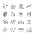 sleep icons night dreams bedtime pillow and moon vector image