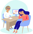 woman having consultation with gynecologist vector image vector image