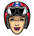 women rider wearing motorcycle helmet vector image