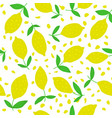 hand drawn lemon seamless pattern with leaves vector image