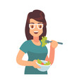 woman eating healthy tasty meal girl eats vector image