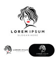 woman face hair style silhouette character logo vector image