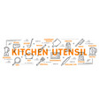 cook utensils outline icons and infographics vector image vector image