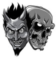 monochromatic demon devil and skull head vector image