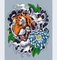 tiger tattoo design with decorative japanese backg vector image