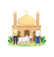 happy eid al adha sacrifice livestock vector image