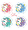 set cute colorful unicorns vector image vector image