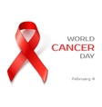 awareness world cancer day red ribbon vector image