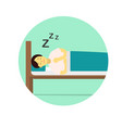 flat young man wear night suit sleep with pillow vector image