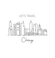 one single line drawing chicago city skyline vector image