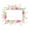 watercolor rectangular floral frame of pink roses vector image vector image