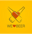 beer bottle concept we love design on yellow vector image vector image