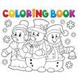 coloring book snowmen carol singers vector image vector image