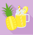 pineapple juice in mason jar flat design vector image vector image