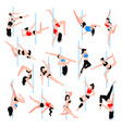 pole dance isometric icons set vector image
