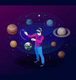 isometric man in virtual reality glasses looks vector image vector image