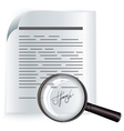 paper agreement and magnifier contract vector image