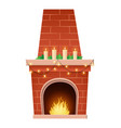 cute fireplace at christmas time isolated vector image